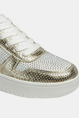 Forever Link Rhinestone Platform Flat Sneakers - Trendsi