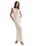 Openwork Sleeveless Maxi Dress - Trendsi