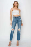 RISEN High Rise Distressed Ankle Jeans - Trendsi - Flyclothing LLC