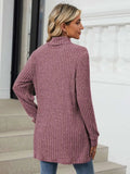 Ribbed Mock Neck Long Sleeve T-Shirt - Trendsi - Flyclothing LLC