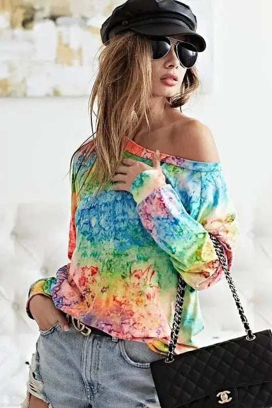 BiBi Tie Dye Soft Knit Jersey T-Shirt - Trendsi - Flyclothing LLC