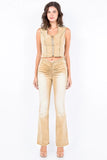 American Bazi V-Cut Ruched Flare Pants - Trendsi
