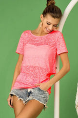 BiBi Burn Out Knit Top with Back Double Twist Detail - Trendsi - Flyclothing LLC