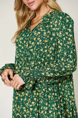 Double Take Full Size Printed Ruffle Hem Long Sleeve Tiered Dress - Trendsi - Flyclothing LLC