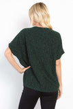 Be Stage Full Size Lurex Center Elastic Cinched Knit Top - Trendsi