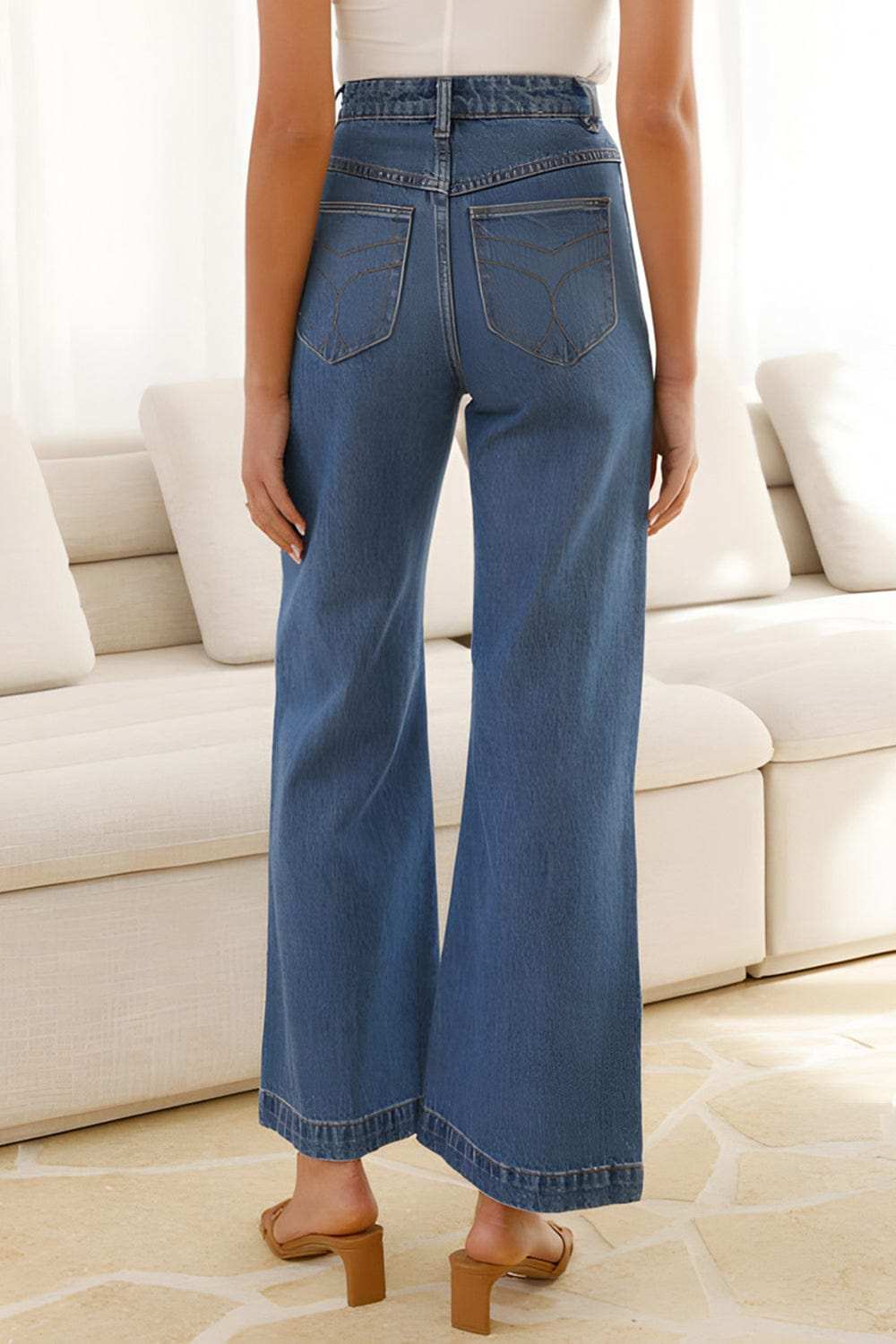 High Waist Bootcut Jeans with Pockets - Trendsi - Flyclothing LLC
