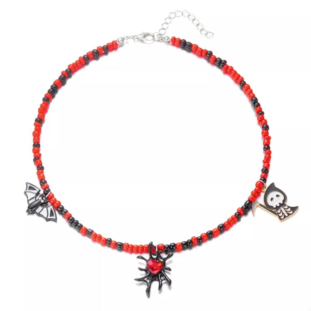 Halloween Spider Web Beaded Necklace - Trendsi - Flyclothing LLC