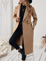 Full Size Elegant Lapel Collar Belted Coat with Pockets Plus Size - Trendsi - Flyclothing LLC