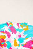 Plus Size Ruffled Printed Notched Cap Sleeve Blouse - Trendsi - Flyclothing LLC