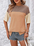 Color Block Round Neck Half Sleeve T-Shirt - Trendsi - Flyclothing LLC