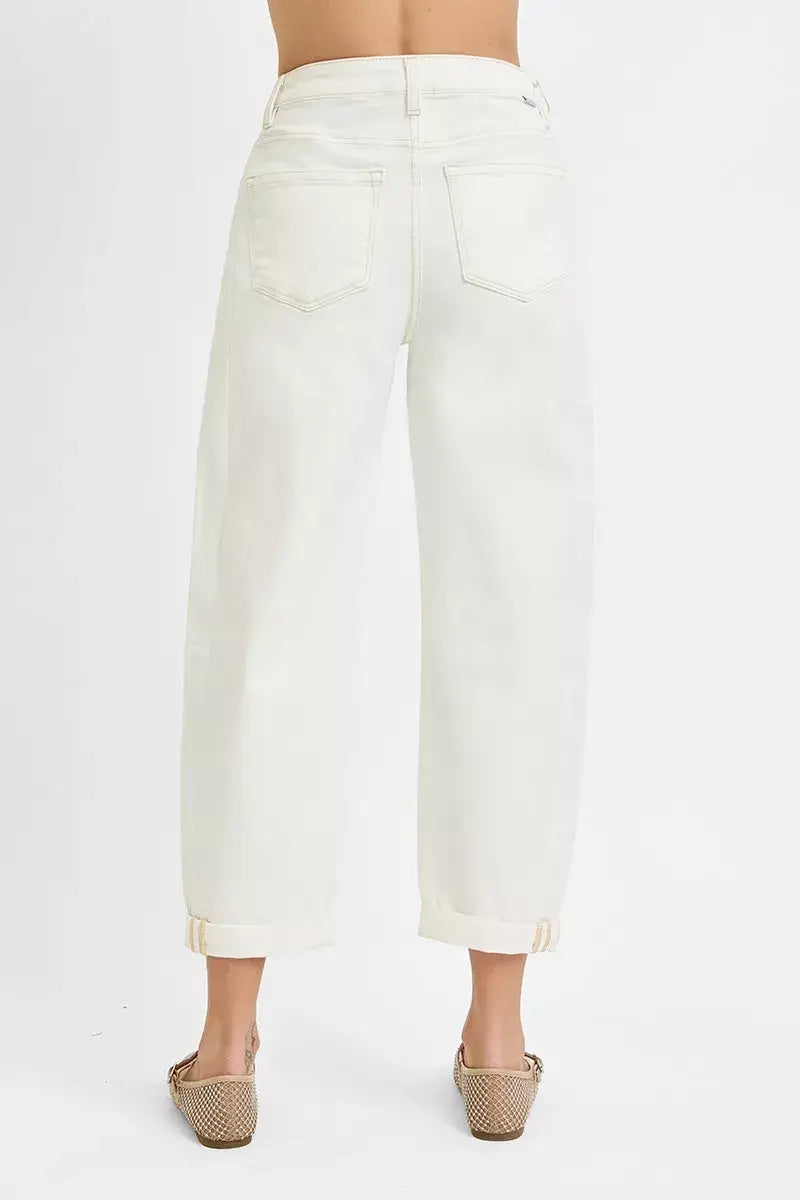 RISEN Full Size High Rise Barrel Cropped Jeans Plus Size - Trendsi - Flyclothing LLC