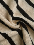 Striped Round Neck Long Sleeve Knit Top - Trendsi