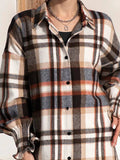 Button Up Plaid Long Sleeve Shirt Dress - Trendsi - Flyclothing LLC