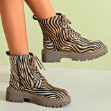 Animal Print Lace-Up Ankle Boots - Trendsi - Flyclothing LLC