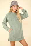 VERY J Mineral Washed Oversized Sweatshirt Mini Dress - Trendsi