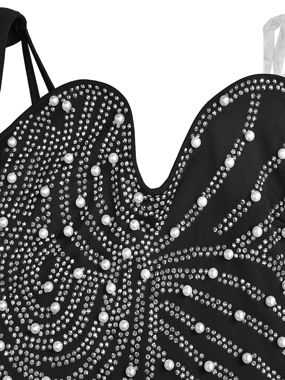Rhinestone Pearl Detail One-Shoulder Mermaid Maxi Dress - Trendsi - Flyclothing LLC