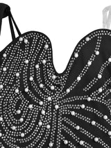 Rhinestone Pearl Detail One-Shoulder Mermaid Maxi Dress - Trendsi - Flyclothing LLC