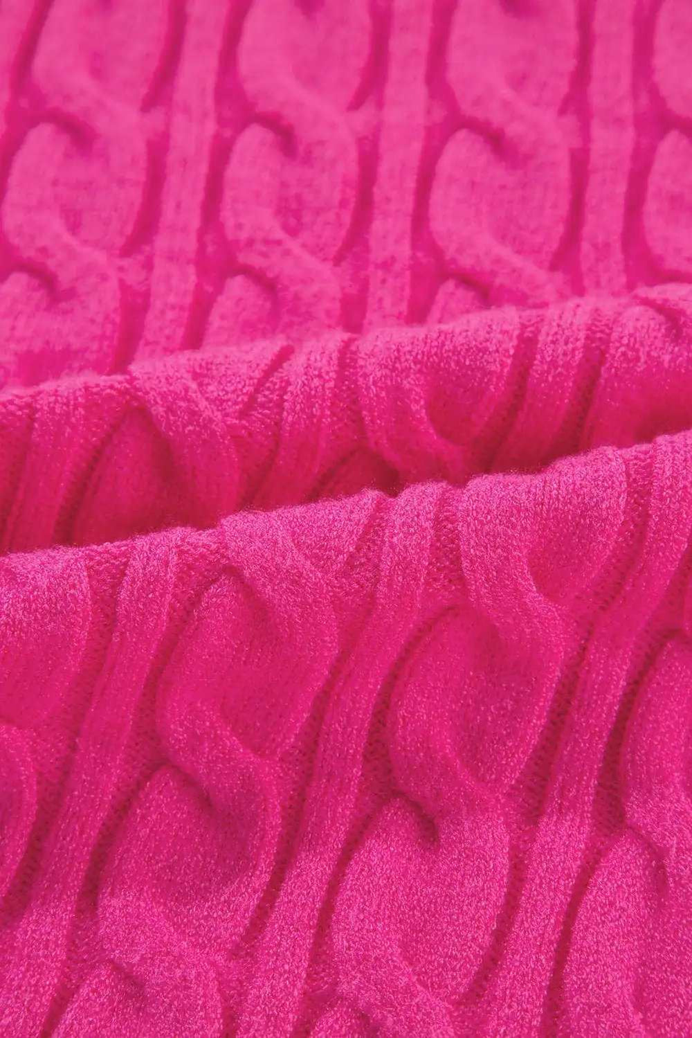 Cable-Knit Mock Neck Long Sleeve Sweater - Trendsi - Flyclothing LLC