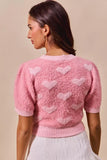SO ME All Over Heart Valentine Cropped Sweater - Trendsi - Flyclothing LLC