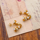 18K Gold-Plated Pearl Earrings - Trendsi - Flyclothing LLC