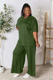 Double Take Full Size Round Neck Slit Top and Pants Set - Trendsi - Flyclothing LLC