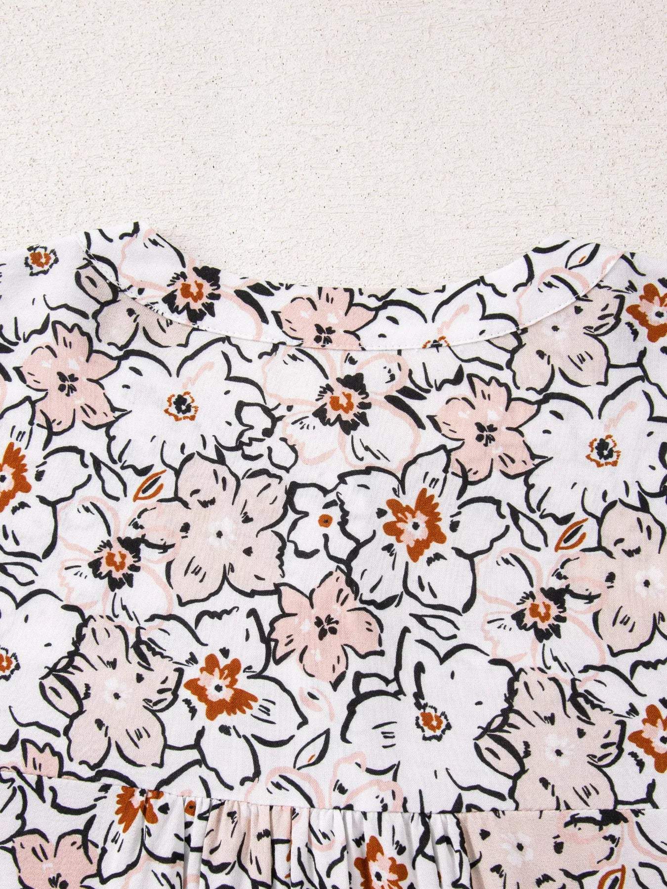 Floral Print Frilled Puff Sleeve Button Down Shirt - Trendsi - Flyclothing LLC