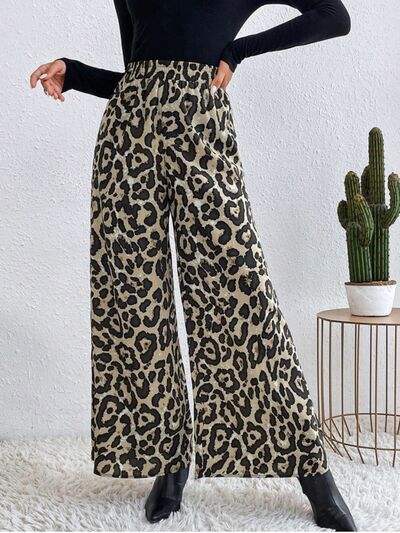 Printed Elastic Waist Wide Leg Pants - Trendsi - Flyclothing LLC