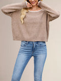 Round Neck Dropped Shoulder Sweater - Trendsi - Flyclothing LLC