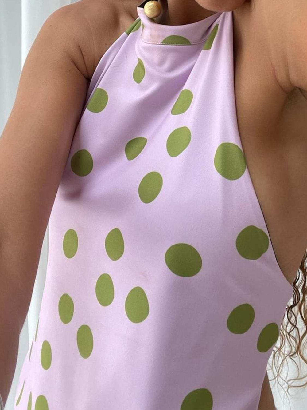 Backless Printed Halter Neck Tank - Trendsi - Flyclothing LLC