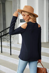 Dropped Shoulder Long Sleeve Blouse - Trendsi - Flyclothing LLC