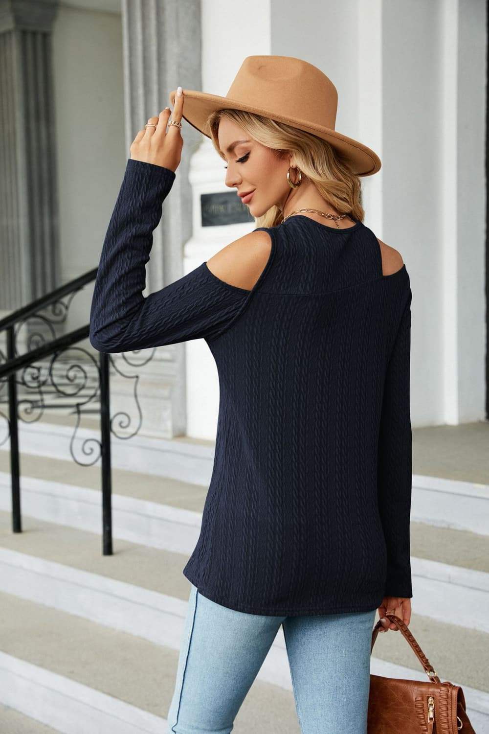Dropped Shoulder Long Sleeve Blouse - Trendsi - Flyclothing LLC