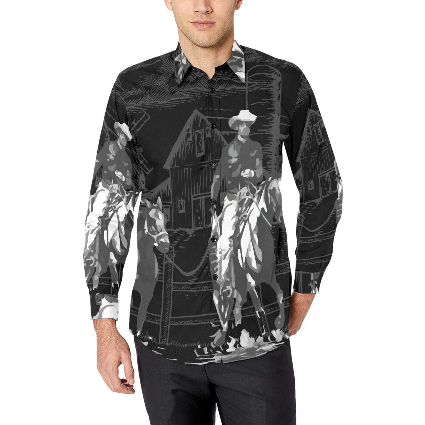 Baha Ranch Sepia Cowboy Legacy Unisex Button Up Arena Shirt