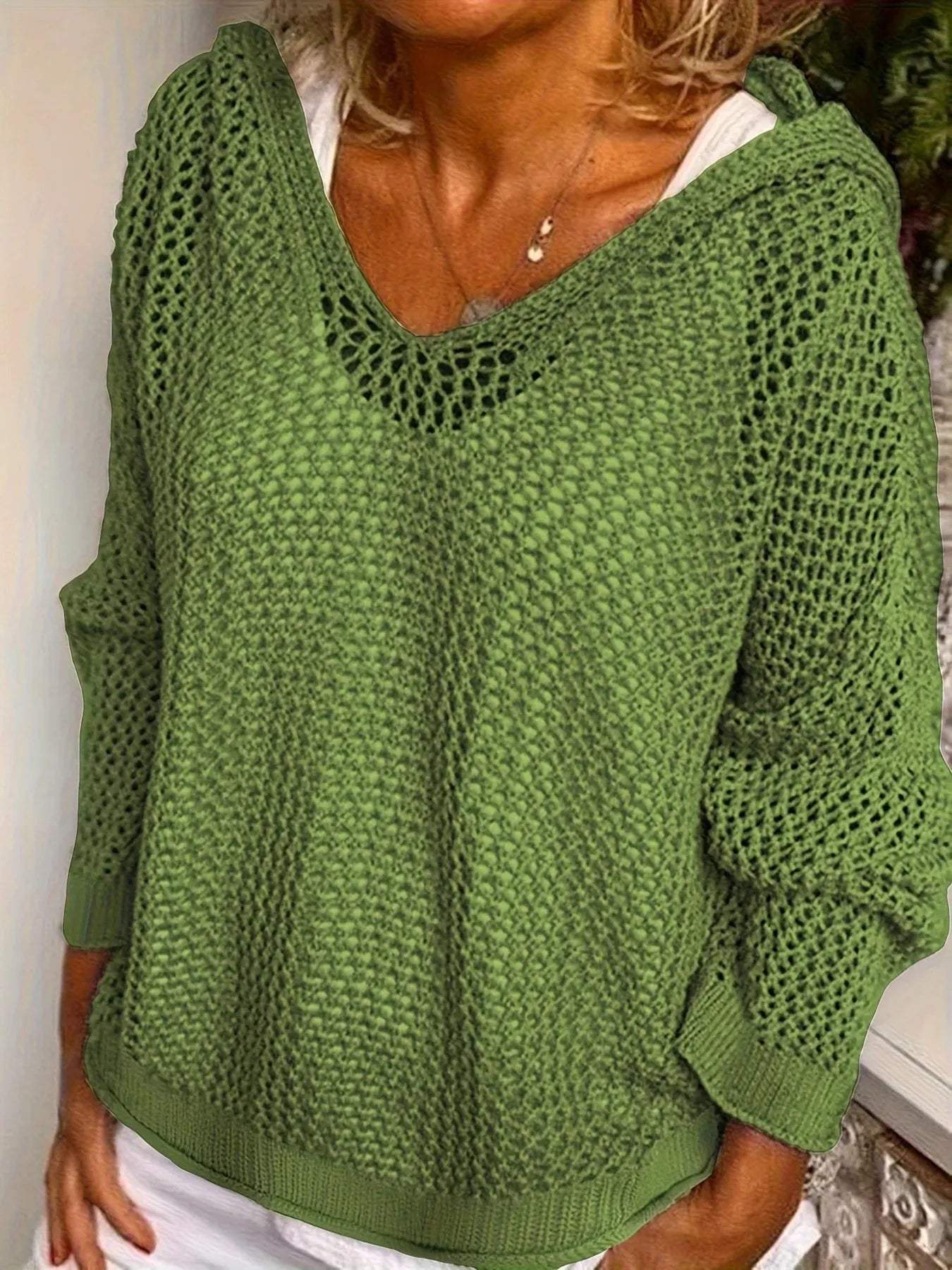 Openwork Long Sleeve Hooded Knit Cover Up - Trendsi - Flyclothing LLC