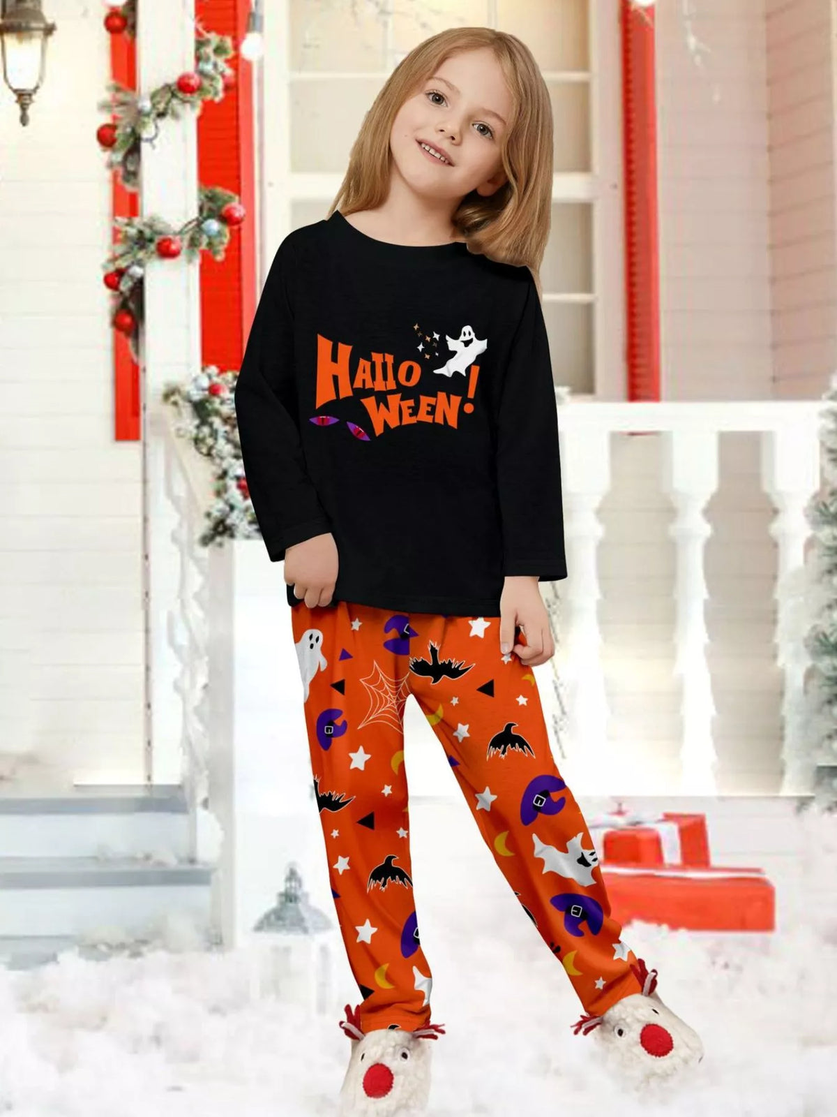 Full Size Halloween Family Matching Pajama Set with Ghost and Pumpkin Print Plus Size - Trendsi - Flyclothing LLC