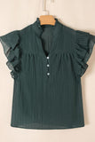 Frilled Notched Ruffled Cap Sleeve Blouse - Trendsi