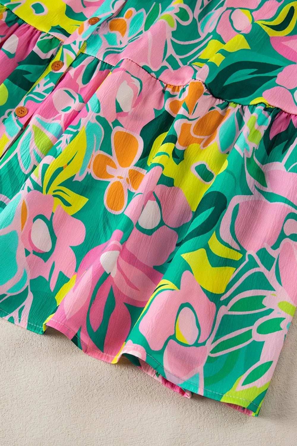 Button Down Floral Puff Sleeve Babydoll Dress - Trendsi - Flyclothing LLC