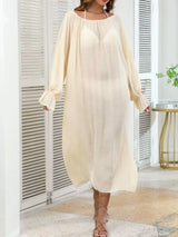 Backless Drawstring Back Flounce Sleeve Cover-Up - Trendsi - Flyclothing LLC