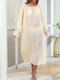 Backless Drawstring Back Flounce Sleeve Cover-Up - Trendsi - Flyclothing LLC