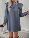 Ruffled Notched Flounce Sleeve Dress - Trendsi - Flyclothing LLC