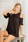 Heimish Full Size Frill Round Neck Cold Shoulder T-Shirt Plus Size - Trendsi - Flyclothing LLC