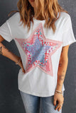 Star Round Neck Short Sleeve T-Shirt - Trendsi - Flyclothing LLC