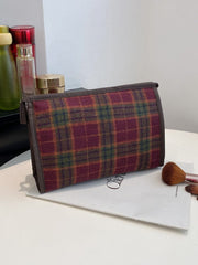 Contrast Plaid Clutch with Zipper - Trendsi