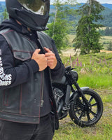 Born Free Men's Leather Motorcycle Leather Vest - Red Stitch - First Manufacturing Company - Flyclothing LLC