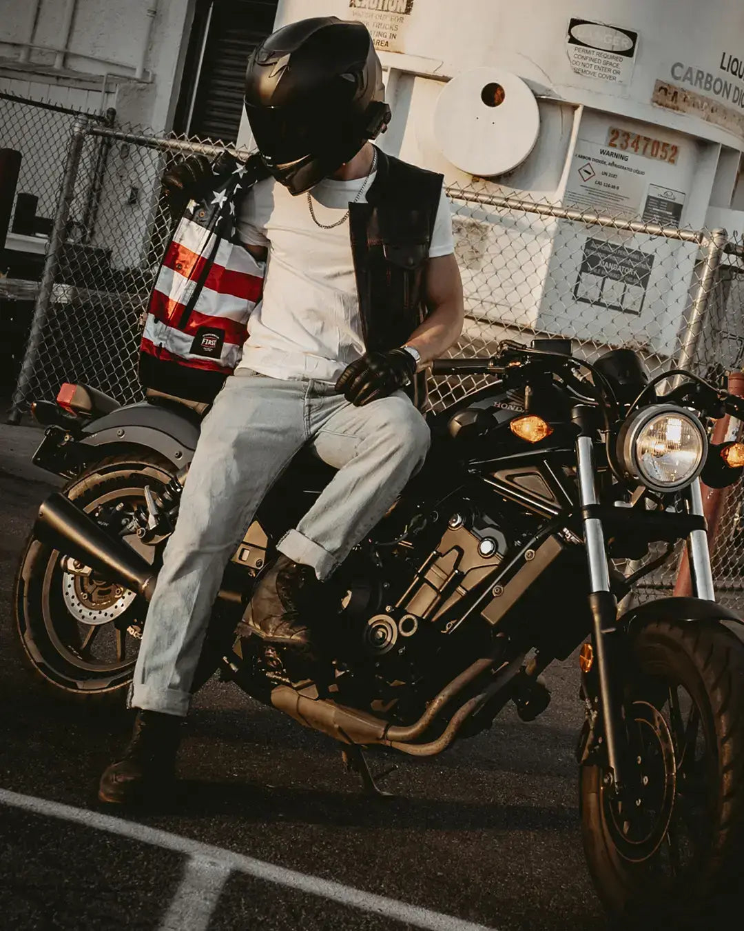 Born Free Men's Motorcycle Leather Vest - Black Stitch - First Manufacturing Company - Flyclothing LLC