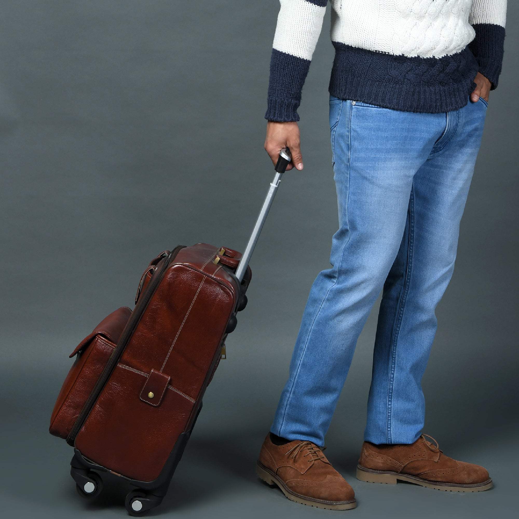 Leather Carry-On Trolly Bag - Classy Leather Bags - Flyclothing LLC