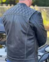 Cinder Men's Cafe Style Leather Jacket - First Manufacturing Company - Flyclothing LLC
