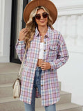Plaid Collared Neck Long Sleeve Shirt - Trendsi - Flyclothing LLC
