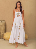 Floral Embroidered Sleeveless Maxi Dress - Trendsi