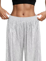 Sequin Wide-Leg Pants - Trendsi - Flyclothing LLC