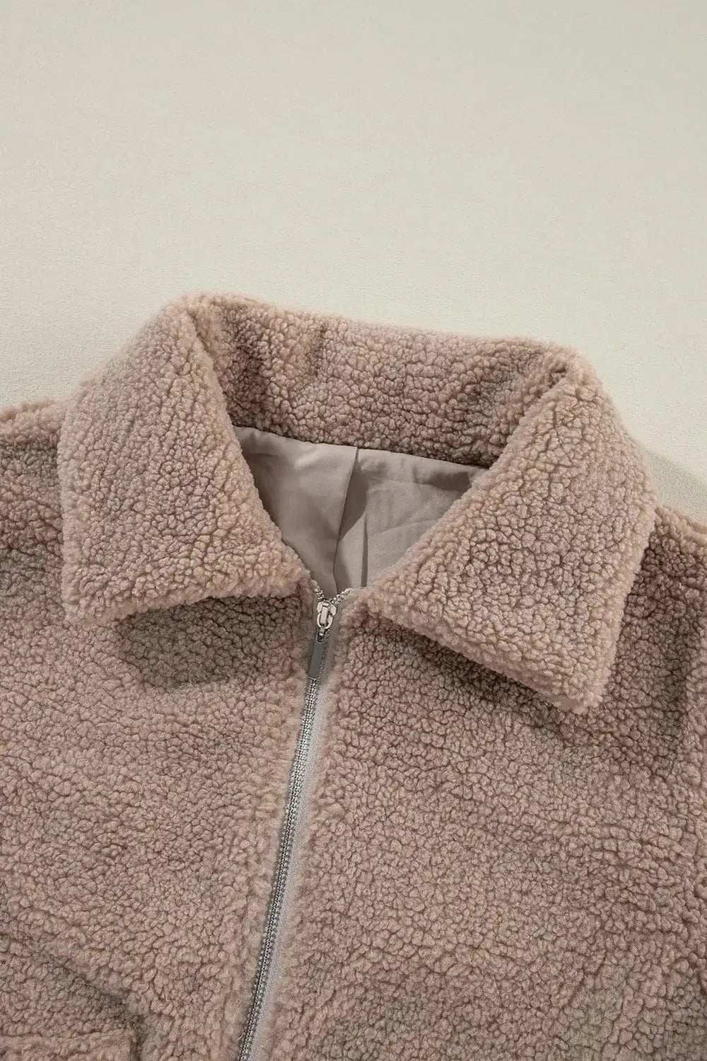 Zip Up Long Sleeve Plush Jacket - Trendsi - Flyclothing LLC